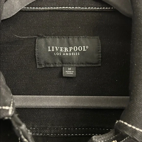 Liverpool Black Jean Jacket with White Contrast Stitching - Picture 3 of 7